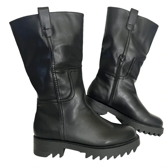 ShoeDazzle Jaffie Boots Biker Chunky Lug Sole - Picture 8 of 9